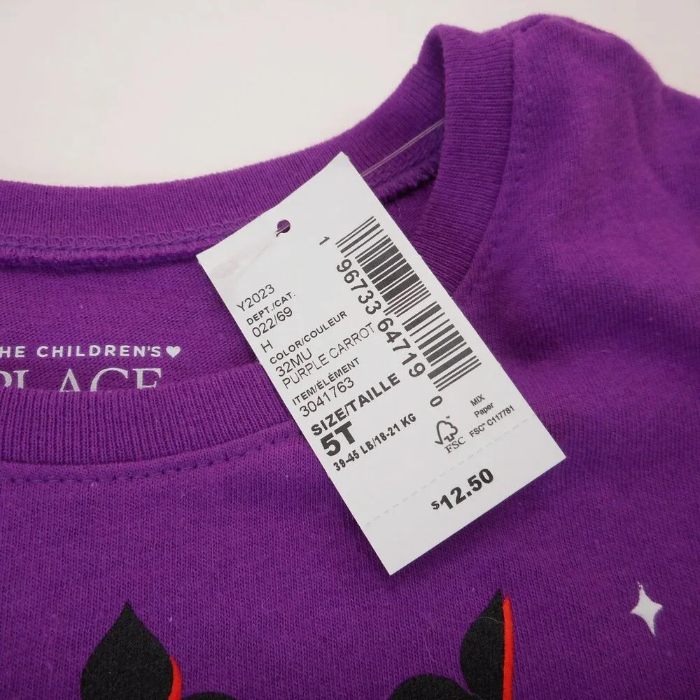 Childrens Place Toddler 5T Purple Hallo Queen T-Shirt Halloween Pumpkin Tee